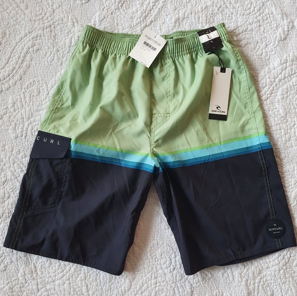 Rip Curl Boys Swim Shorts L Large Lime Green / Blue